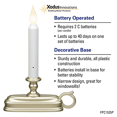 Battery Operated LED Flameless Window Candle Pewter/Silver Finish with Dusk to Dawn Sensor and White Flame by Xodus Innovations - Image 3