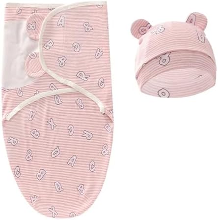 Yummy Baby Products Infant Swaddle with Hat, Light Weight and Easy to Use, Made of 100% Extra Soft Cotton, Perfect for a Good Night for Everyone (Pink Alphabet) image 2