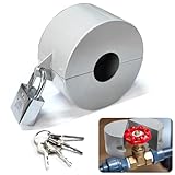 Young Dance Gate Valve Locking Device with Lock - Outdoor Faucet Lock, Water Spigot Lock, for 1-1/2 to 3 in Dia Valve Handles, Prevent Water Theft, Unauthorized Water Use (Silver)