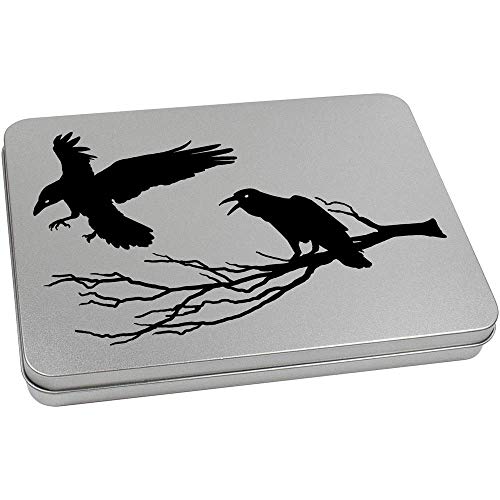 Azeeda 220mm 'Crows On A Branch' Metal Hinged Tin/Storage Box (TT00138054)