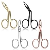 4 Pieces Eyebrow Tweezers Scissor Handle Flat Straight Tip Brow Scissors Remover Slanted Tip Facial Hair Eyebrows Stainless Steel Eyebrow Facial Remover Brow Tweezers for Women Men