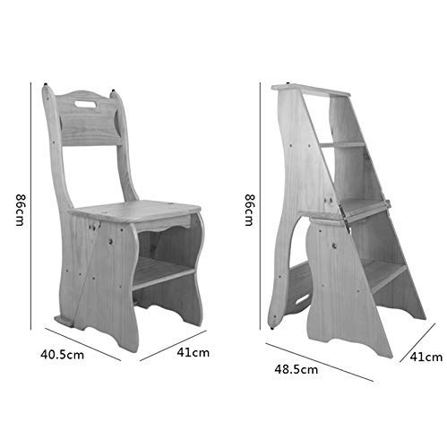 Taburete de escalera plegable CHEWYNP de madera maciza con 4 peldaños para el hogar 3