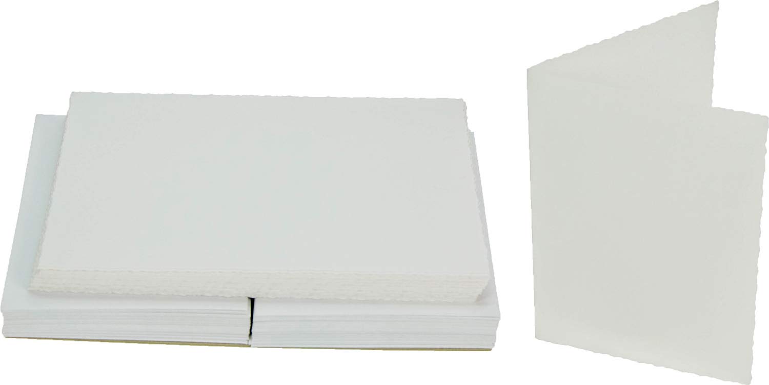 FriskPaperwave Cascade 1 Fold Deckle C6 Card White Pk50 (Pack)