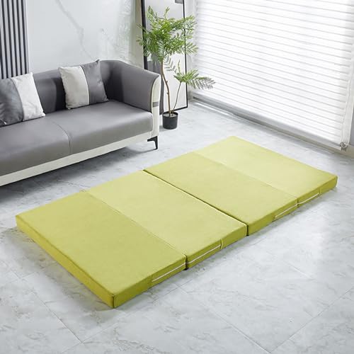 Colchón plegable doble portátil con funda lavable, antideslizante, colchón para invitados, sofá, cama, viajes, camping, coche, 200 x 100 x 5 cm (verde)