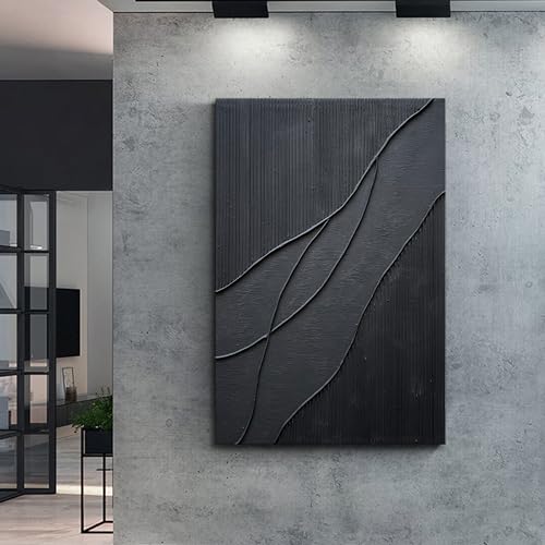 Nankai Art Hand-Painted Thick Texture Black Minimalist Oil Painting 45X30 Inch Large Home Wall Decorative Art Painting thumb #4