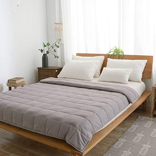 BESC 15lbs Cooling Weighted Blanket for Kids Adult - 60x80 inches Heavy Sensory Blanket - Good for Sleep Grey