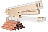 SIRMEDAL Elegant Ultra Clear Acrylic Matte Gold Desktop Stapler Modern Design for Oiffce Accessories