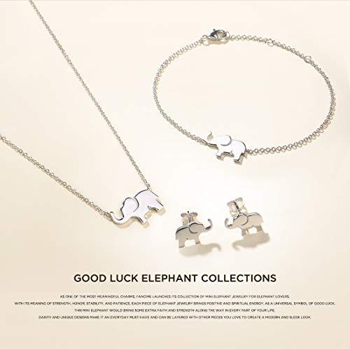 Fancime White Gold Plated 925 Sterling Silver Cable Link Chain Cute Elephant Dainty Delicate Bracelet Jewelry Easter Gifts For Women Girls Friendship Charm Adjustable Teens, 15 + 3Cm #TOP5