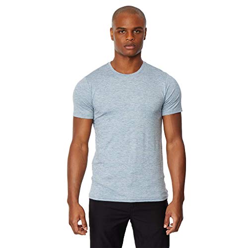 32 Degrees Mens Cool Solid Crew Neck Tee Shirt, Blue Mirage Space Dye, Size Small