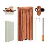 customty One Hitter Hitter Storage Box with Spinning Lid & Metal Poker, Handmade Portable Organizer for Thanksgiving, Christmas, New Year's Day, Valentine's Day - Perfect Home Decor(Mahogany)