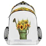 Mochila de girasol para niños, niñas, hombres, mujeres, vintage, hervidor de agua, girasol, multifunción, mochila escolar, mochila de 20 L, bolsa para laptop, mochila de viaje casual, Color, 20 Long