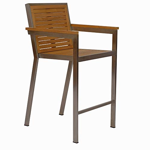 Teako Design Barstuhl Barhocker Dosazzo Edelstahl Teak stapelbar Wetterfest...