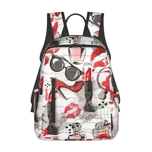 Mochila ligera con estampado artístico de perfume cosmético, mochila de viaje ligera para el trabajo, compras, viajes, Negro -, Talla única