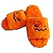 FKOPI Halloween-Hausschuhe für Damen, weicher Plüsch, bequem, Kürbis-Hausschuhe mit lächelndem Gesicht, Orange, Large