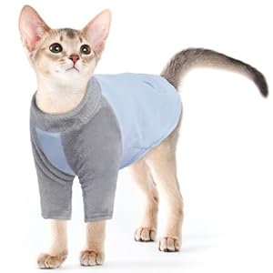 Katzen Pullover, Sphynx Katzen Kleidung Winter Clothing Sphynx Cat Wintermantel Sphynx Katze Winter Klamotten Sphynx Fleece Katzen Pulli für Katze(Blau, M)