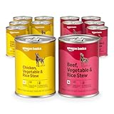 Amazon Basics Wet Dog Food, Stew Variety Pack, Beef Vegetables Rice & Chicken Vegetables Rice, 12.5oz can, (6 cans of Each Flavor, 12 cans in Total)