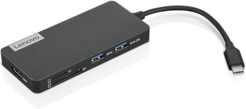 Miniatura 5 de Lenovo Mini base USB-C, base portátil 7 en 1 con HDMI, VGA, USB-C, USB 3.1, USB 2, audio de 0.138in, Ethernet, carga de 45 W, compatible con