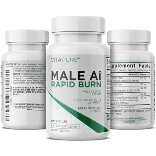 Male Ai Rapid Fat Burner for Men | Supports GLP-1 Pathway Function for Weight Loss | Appetite Suppressant, Energy Booster, Unisex Diet Pills | 3rd Party Tested Formula – 60 Capsules