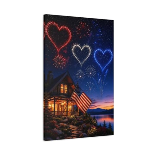 Toile Nature Heart Fireworks pour Habiller un Mur Vide de Salon