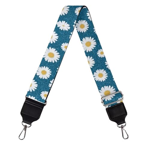 Image of TODIYADDU White Daisies Crossbody Strap with Metal Buckle Strap for Purse Wide Purse Straps Replacement Crossbody Long Crossbody Strap Bag Strap Crossbody Guitar Bags