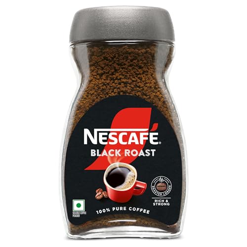 Image of Nescafe Black Roast Instant Coffee | Roasted Longer For A Stronger Cup | Strong & Intense | 100% Pure Soluble Coffee Powder | 90g, Jar