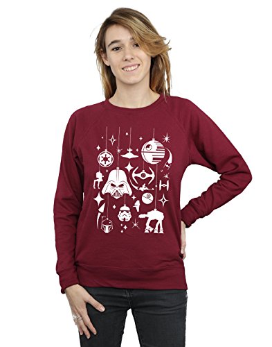 Image of Star Wars Women's Christmas Decorations Sweatshirt Small Burgundy