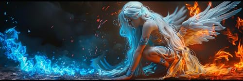 Diamond painting ange grand format 50x150cm pour décorer une chambre avec une broderie strass