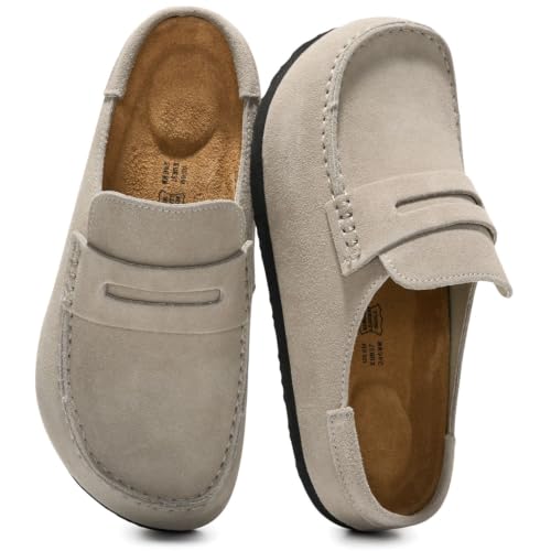 Image of 100% Genuine Leather Moccasin Style Clogs for Women - Fall Shoes for Women