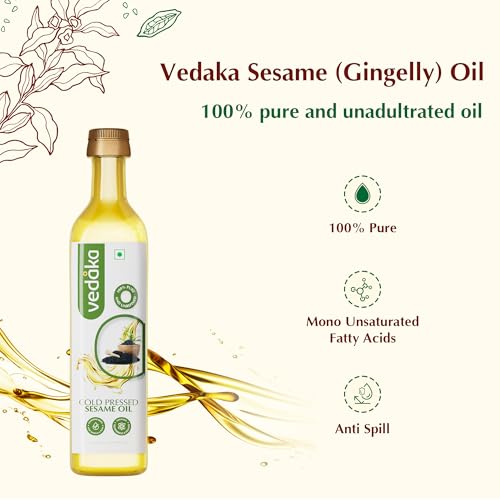Image of Amazon Brand - Vedaka Cold Pressed Sesame Oil | 500 ML Bottle | Gingelly Oil (Pack of 3)