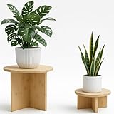 Generisch Pflanzenständer Holz für Innen - 2er Set, Moderner Blumenständer mit schönem Design - Stabiler Blumenhocker & Pflanzenhocker aus massivem Holz - Mehrstufige Blumenbank für Pflanzen