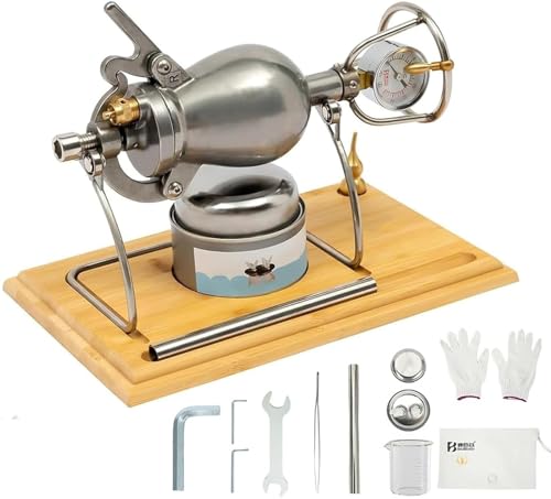 MáQuina Hacer Palomitas Maíz Alta Presión, Vintage de Acero Inoxidable Palomitero China con Base de Madera, Ideal para Reuniones Familiares y Entretenimiento(Silver,400 ml)