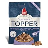 PLATO Pet Treats Dog Food Toppers - Air-Dried Dog Food Toppers for Dry Food - with Collagen to Support Skin and Coat Health - Venison, Lamb and Collagen Recipe 12oz