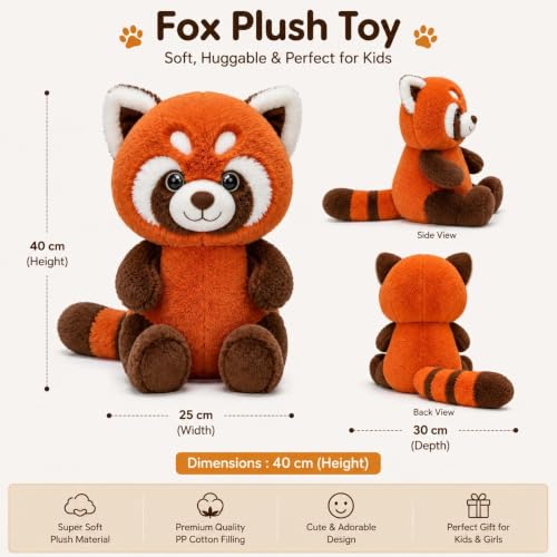 Image of Liquortees Furry Fox Soft Toy for Kids, Big Teddy Bear, Plush Stuffed Animals Gifting 40 CM