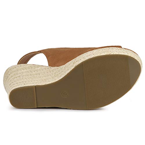 Allegra K Allegra K Women's Slingback Platform Wedges Heel Brown Espadrille Wedge Sandals 10 M US