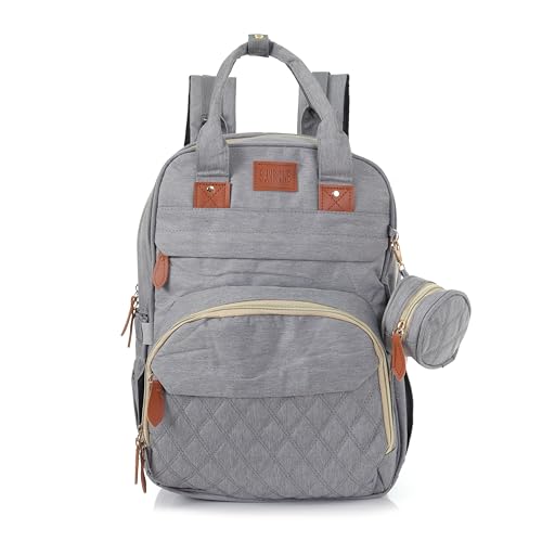 Image of Diaper Bag Backpack with Built-in Changing Station,Large Capacity Waterproof Mummy Bag with Bassinet,Insulated Pockets,Laptop Compartment & Organizer for Baby Essentials Travel,Unisex-Grey