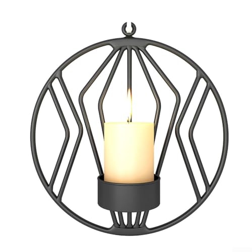 3D Metal Wall Decoration, Elegant Iron Candle Holder, Enchanting Gold Wall Sconce (Black)