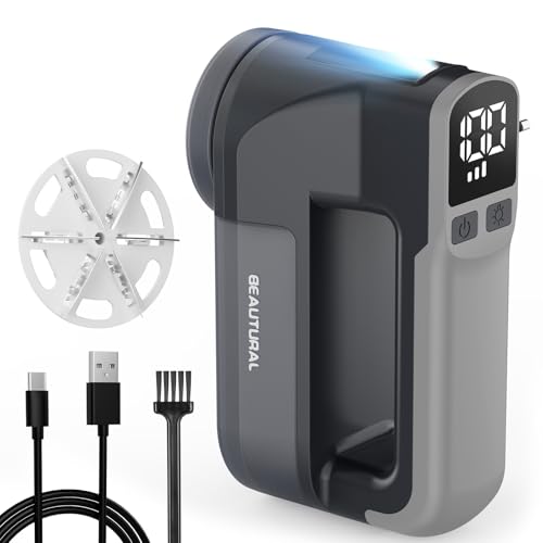 BEAUTURAL Quitapelusas Eléctrico USB-C Recargable con Pantalla LED, Gris