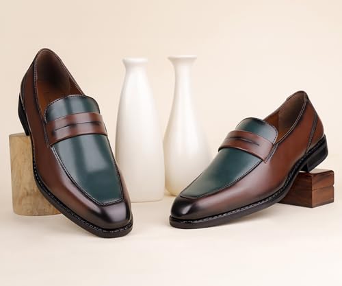 Image of LOUIS STITCH Men's Formal Shoes - Leatherette, Breathable Lining, Moccasins Style | Comfortable for Business, Casual, Parties | Double Tone Finishing (SXMCDS)