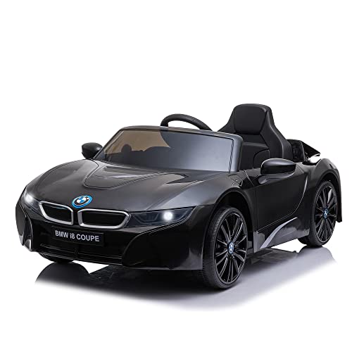 12V Licensed BMW i8 Kid Ride on Car with Remote Control, , Electric Powered Vehicle with MP3, Music, Horn, LED Lights, Spring Suspension, Black