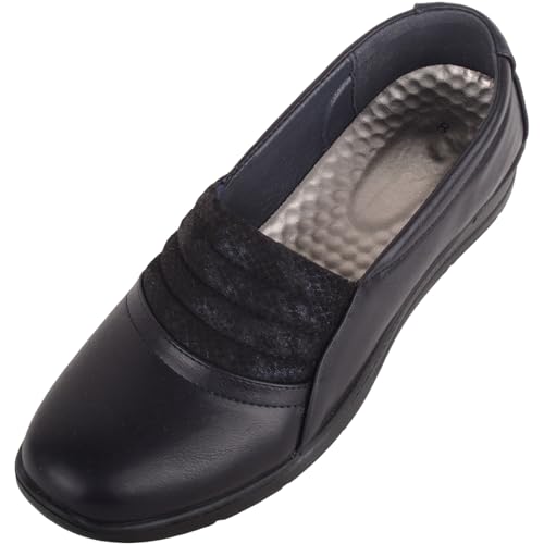 Image of ABSOLUTE FOOTWEAR Womens Faux Leather Smart Casual Lightweight Comfort Shoe, Navy, UK 7 / EU 40