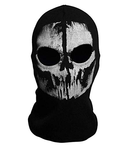 Black Sugar mixte Ghost - Tete de Mort Cagoule noire crâne de mort Masque intégral coupe-vent Résistant à la poussière Vélo Moto Masque motard Halloween Cosplay Party Cyclisme Randonnée Ski (Modèle G) Cover
