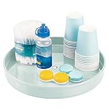 ACCESORIO INTELIGENTE: Esta bandeja giratoria es adecuada para guardar productos de belleza, maquillaje, cremas o medicamentos. El borde elevado mantiene los botes de champú seguros en su sitio.