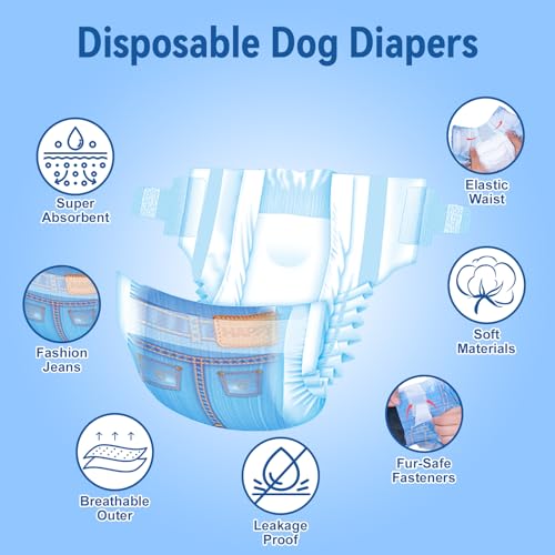 Image of Pet Soft Dog Diapers Female, Disposable Dog Diapers, Cat Diaper for Female Cats, Puppy Diaper 8pcs Small