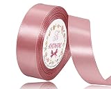 Double Faced Rose Gold Satin Ribbon, 1 Inch x 25 Yards Solid Color Fabric Ribbon for Gift Wrapping,