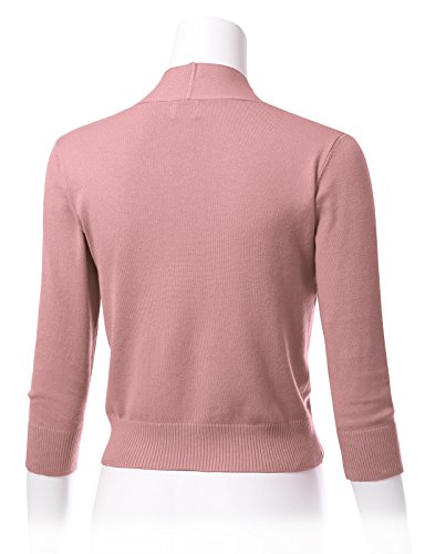 Image of Allsense Women's 3 /4 Sleeve Cropped Shrug Cardigan | Classic Bolero, Open-Front, Lightweight Soft Fine Knit Cover Up