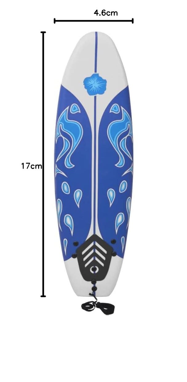 vidaXL Tavola Surf Fondo Liscio Doppie Pinne Sicura con Cordino Resistente Durevole Natante Surfboard Longboard Shortboard Sport Acquatici Blu