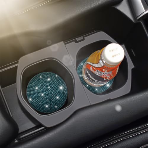 Image of Osilly Bling Car Cup Holder Coaster, 2 Pack Crystal Rhinestone Anti-Slip Insert Coasters, Universal 2.75 Inch Fashion Automotive Cup Mat, Car Interior Accessories Decor Gifts for Women (Blue)