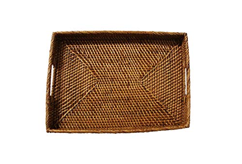 Hand-Made - Hand Made BYBLIC Panier carré en rotin Marron miel 31 x 20,8 cm