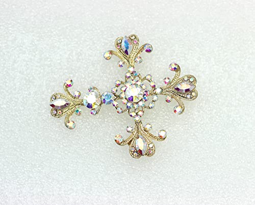 Image of Faship Gorgeous Rhinestone Crystal Cross Crucifix Pin Brooch