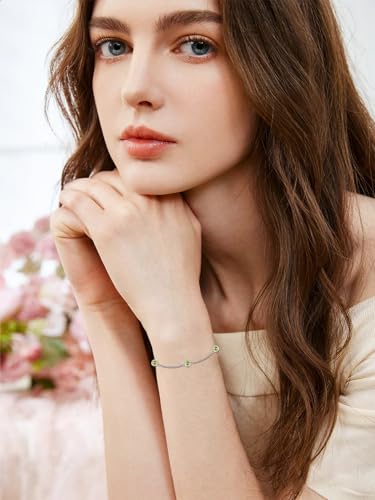 Dorunmo 925 Sterling Silver Birthstone Anklet Bracelets for Women Birthday Mother's Day Jewelry Gifts for Wife Mother Her2